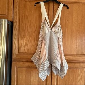 Pilcro Beige and Black Handkerchief hem cute top